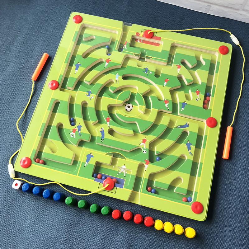 Baby Magnetic Magnetic Magnetic Transport Pen Labyrinth Walking Pearl Toy Exercise Patience Thinking training Early teaching 2-3-4-year-old children 