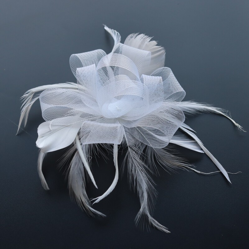欧美简约时尚复古网纱新娘发夹配饰晚宴会派对演出发饰羽毛头饰品详情9