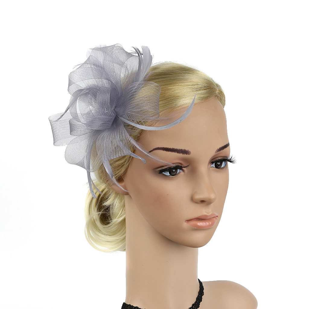 欧美简约时尚复古网纱新娘发夹配饰晚宴会派对演出发饰羽毛头饰品详情28