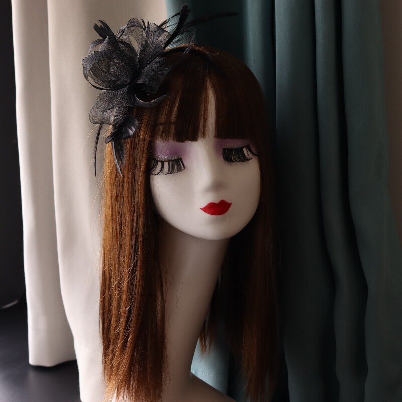 欧美简约时尚复古网纱新娘发夹配饰晚宴会派对演出发饰羽毛头饰品详情15