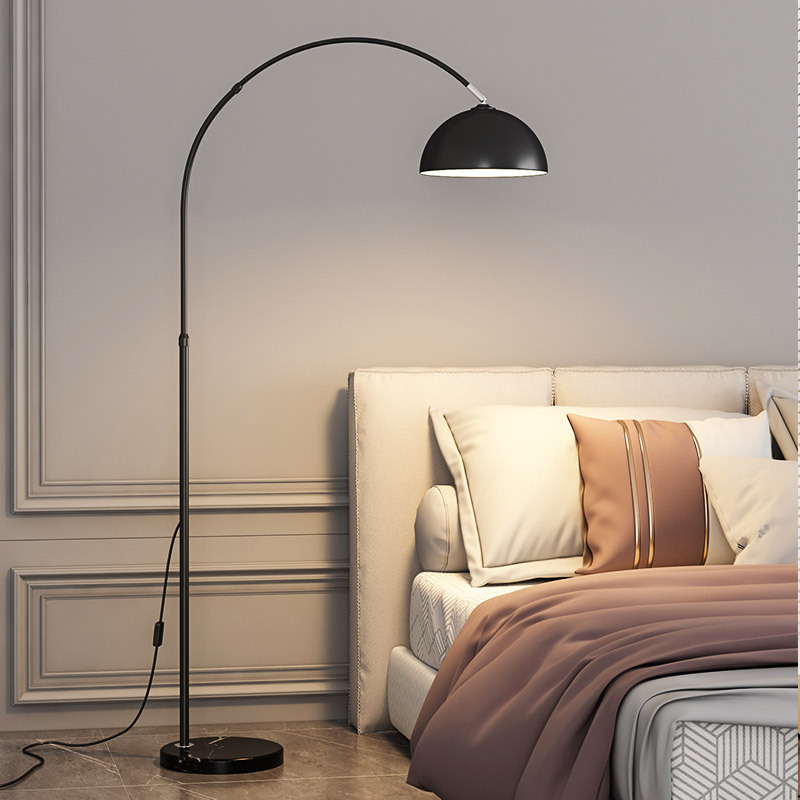 Fishing Lamp Floor Lamp with Adjustable Height, Nordic Internet-Famous Design, Suitable for Living Room Next to the Sofa, Bedroom, Metal Arc Shape
