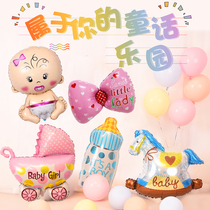 Male and female baby birthday party decoration Cartoon shape Pegasus dolphin bottle balloon bow
