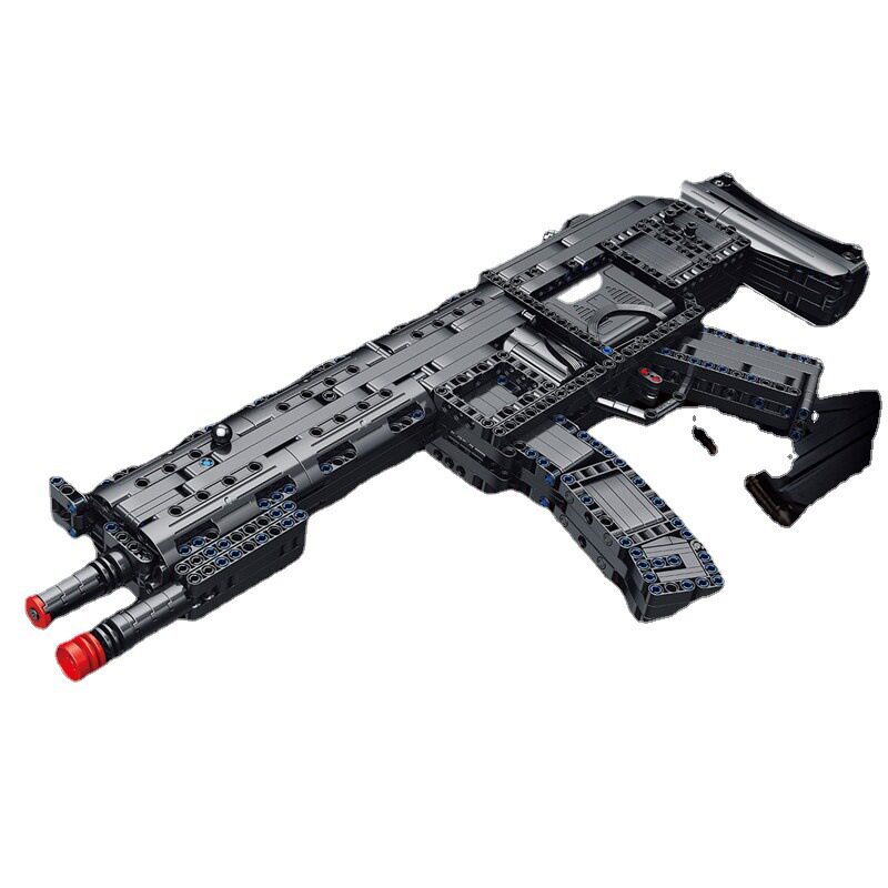 Panlos 670014 electric MP5 building blocks gun can launch children small grain assembly building blocks toy guns cross border