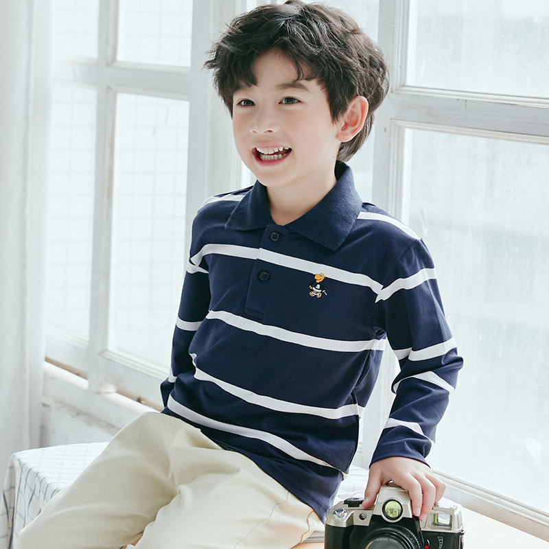 dài tay trẻ em T-shirt boy ve áo POLO bottomshirt trẻ em hàng đầu tại con lớn của Hàn Quốc phiên bản của mùa xuân và mùa thu váy thủy triều năm 2020.