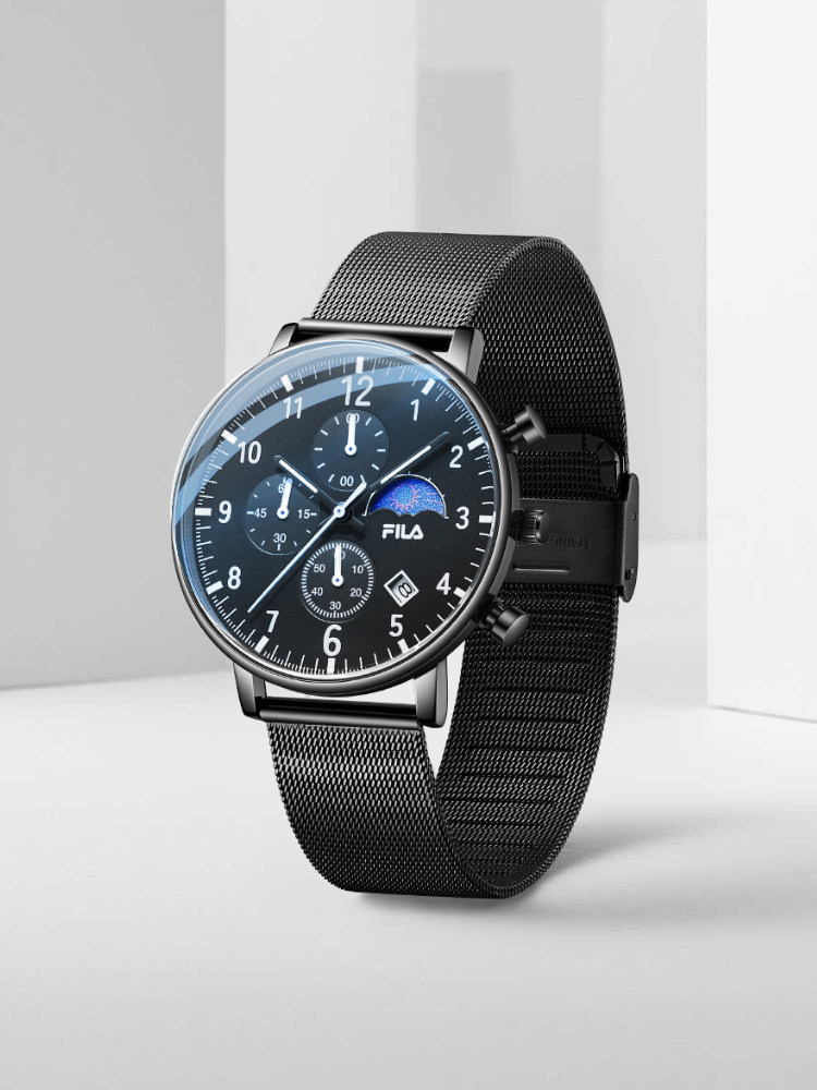 Fila Three-Eye Multifunctional Woven Milanese Steel Band Watch with Luminous Hands, Stylish Men's Watch New 6743