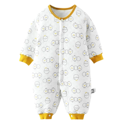 Детская хлопковая удерживающая тепло стеганая пижама, осенний пуховик для новорожденных, комбинезон, детское боди