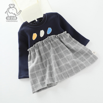 Baby Shu girl dress Spring and Autumn new princess skirt foreign air Korean children out spring baby Medium-length dress