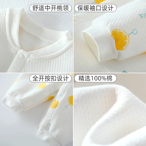 Детская хлопковая удерживающая тепло стеганая пижама, осенний пуховик для новорожденных, комбинезон, детское боди