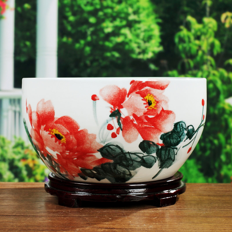 Jingdezhen Ceramic instrumental Feng Shui Feng Shui living room Xuanguan Desktop Swaying Pieces Goldfish Utortoise Vat Poly Basin Ornaments