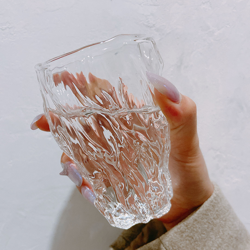 ins retro wind glass water glass minimalist Korean version home glass tea cup drinks cup of milk cuveable beer mul