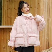 áo khoác mùa đông phụ nữ bông lỏng lẻo cộng với nhung dày 2020 mới phiên bản Hàn Quốc của bông sinh viên len quần áo ấm quần áo bánh mì