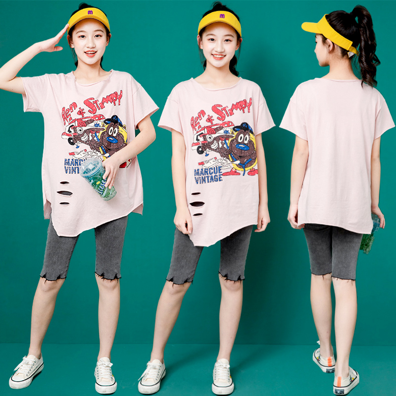 Cô gái mùa hè váy phù hợp trong cậu bé lớn 12 Hàn Quốc phiên bản của các môn thể thao 13 cô gái mặc trẻ em 15 tuổi ngắn tay áo hai mảnh bộ thủy triều.