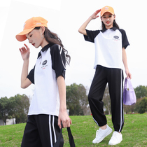 Kids Sports Suit Summer 2022 New 9 Middle School Kids Two-Piece Loose Junior High School Student Casual T-Shirt School Uniform 13