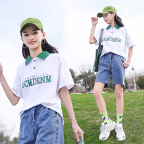 Girls T-shirt 2022 New 9 Girls Clothes Short Sleeves Summer Student Sportswear Girls Set Summer 13 years old