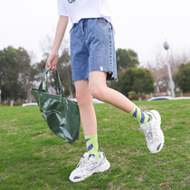 Denim shorts for girls 2022 new 9 big kids loose a-line pants show skinny wide-leg pants girls summer jeans