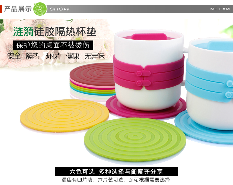 Cup Cup Cup coaster Creative Set Round Cách nhiệt Silicone Mat placemat Chống trượt Bát bát Home Bar - Tách bình giữ nhiệt 500ml