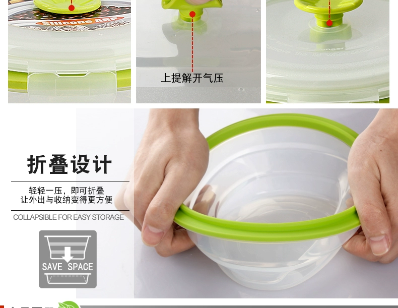 Silicone Gấp Tươi Bát Niêm Phong Hộp Vi Sóng Hộp Ăn Trưa Tủ Lạnh Lưu Trữ Box Xách Tay Bộ Đồ Ăn Bento Box