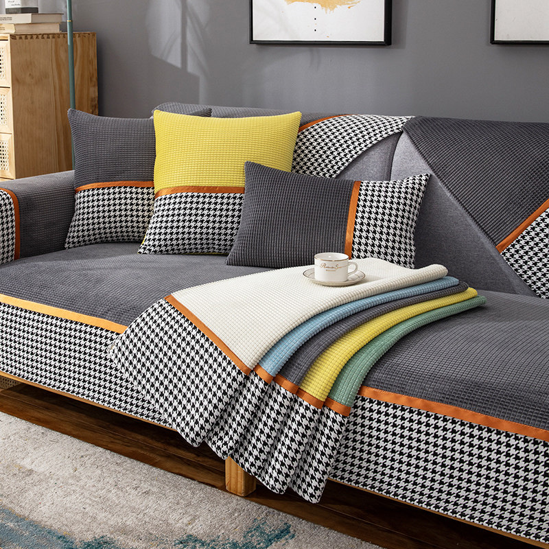 Thousands Bird Lattice Sofa Cushion Four Seasons Universal Anti Slip Sub Nordic minimalist modern sofa cover full bag Mighty Geb-Taobao