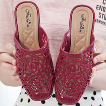 Fashion beach bauhead sandal summer coarse heel hollow mom lazy half-trawler infrared slippers and Korean edition