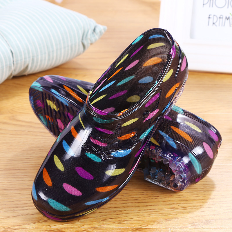 Low-top shallow rain boots, waterproof shoes, rubber shoes, overshoes, water boots, women's low tube adult fashion kitchen non-slip summer