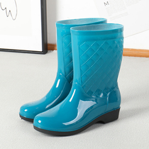 Fashion middle-tube waterproof shoes thicker antiskating shoes kitchen working adult summer household high-tube boots