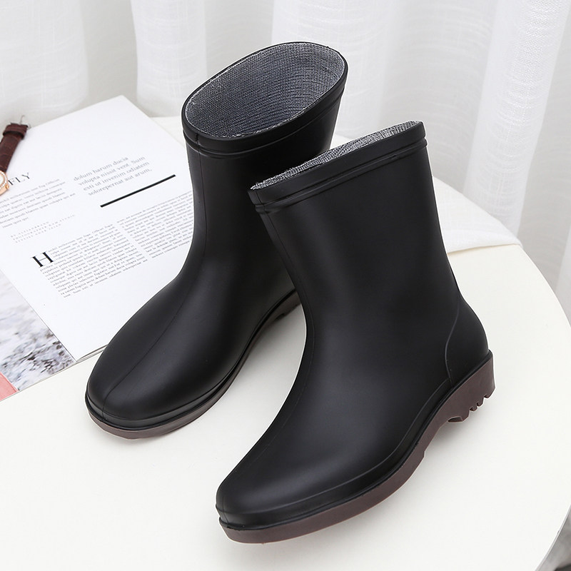 Fashion Tread Water Resistant Shoes Rain Shoes Rain Boots Women Summer Short Cylinders Non-slip Rubber Shoes Adults Work Shoes Low Cylinder Water Boots