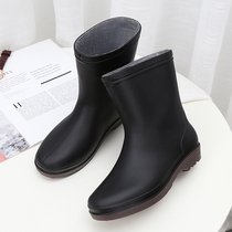 Fashion treading water waterproof boots rain boots womens summer short barrel non-slip rubber shoes adult work overshoes low tube water boots