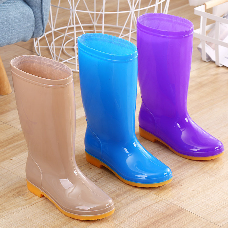 Long Cylinder Non-slip Rain Shoes Waterproof Shoes Jelly Buckets Rain Boots Rubber Shoes Water Boots Shoes Women Summer Adult Fashion High