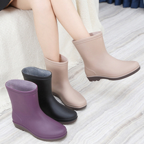 Fashion short tube waterproof boots rain boots Women summer low tube adult rubber shoes home laundry overshoes non-slip water boots