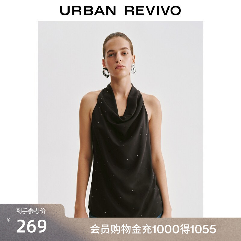 Ur2026 New Autumn Women's Urban Commuter Sleeveless Blouse with Diamond Embellishments Uwg260198 Ur2026 New Autumn Women's Urban Commuter Sleeveless Blouse with Diamond Embellishments Uwg260198