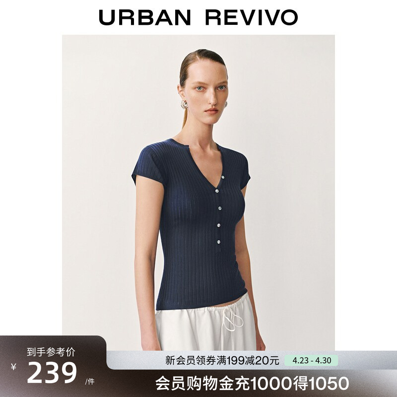 Ur2026 New Summer Women's Clothing, Charming and Simple Everyday Round Neck Button-Decorated Knitwear Uwg960049