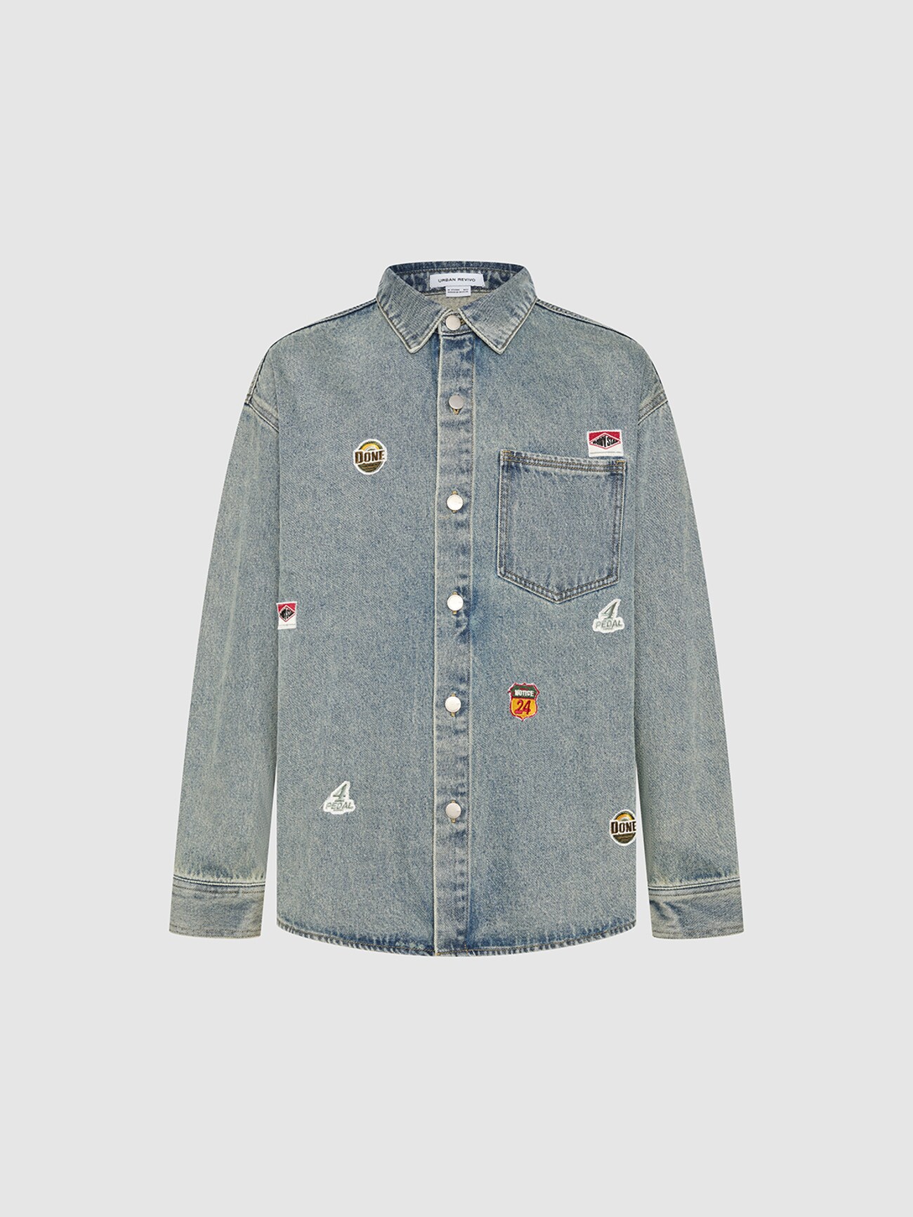 Джинсовая рубашка ur2025秋季新款男装丹宁回潮刺绣长袖牛仔衬衫umv850061