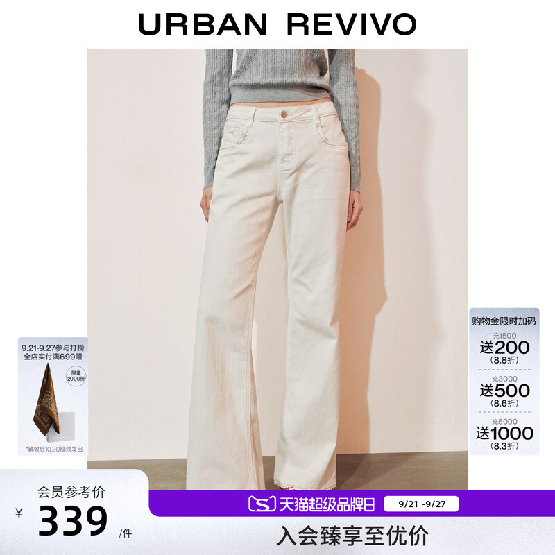 Ur2026 New Autumn Women's Urban Embroidered Embellished Flared Denim Casual Pants Uyu860153