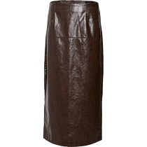 UR2024 new winter womens clothing retro modern Maillard temperament pu leather skirt UWJ540033
