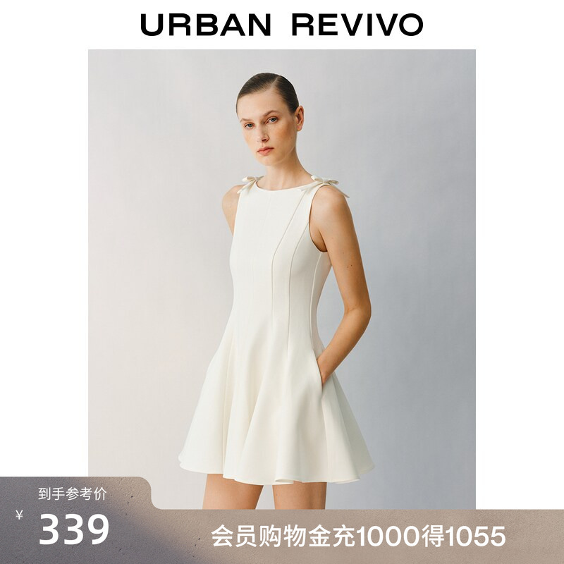 Ur2026 New Autumn Women's Clothing Charming Bow-Knot Boat Neck Sleeveless Waist-Cinching Ultra-Short Dress Uwg760211 Ur2026 New Autumn Women's Clothing Charming Bow-Knot Boat Neck Sleeveless Waist-Cinching Ultra-Short Dress Uwg760211