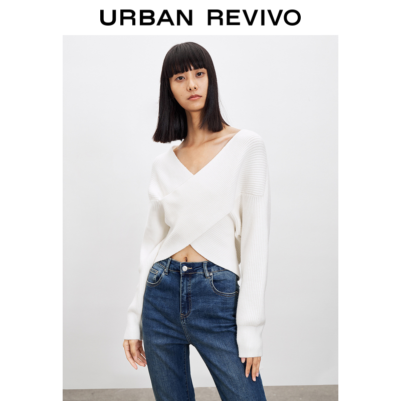 UR2021 Autumn Winter New Pint Women's Briefs LAZY WIND PIT STRIPED SWEATER KNIT T-SHIRT WG40S9BN2016