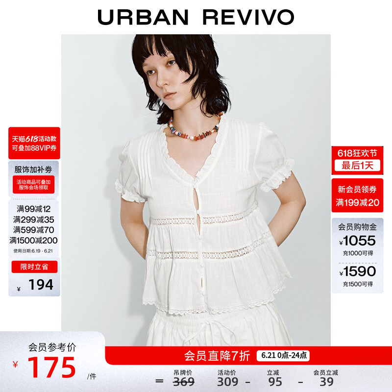 Ur2026 New Summer Women's Casual Lace Patchwork Ruffled Cardigan Shirt Uyl260039 Ur2026 New Summer Women's Casual Lace Patchwork Ruffled Cardigan Shirt Uyl260039