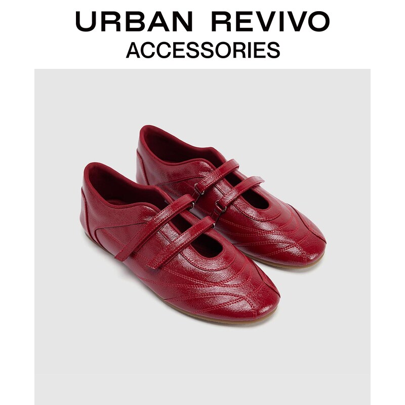 Double Strap Mary Jane Flats Crinkled Leather Casual Slip-On Shoes ราคา 1,840 บาท*ส่งฟรี