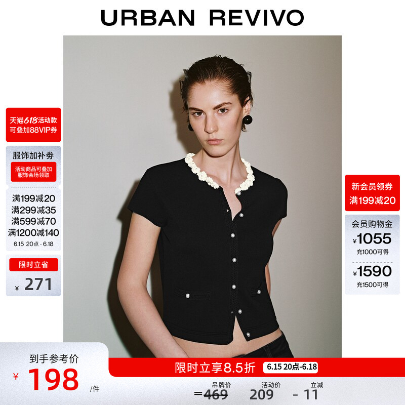 Ur2026 Spring New Women's Clothing Elegant Small Fragrant Style Knitted Cardigan with Three-Dimensional Flower Decoration Uwg950233