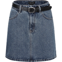 UR2024 Summer New Womens Retro Washed Casual Belt Decorated Denim Skirt UWG840173