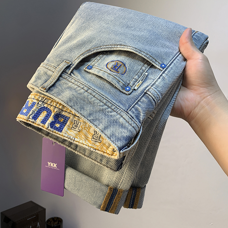 2026 New Men's Jeans Vintage Distressed Embroidered Straight-Leg Pants Summer American Style Trendy Casual Long Pants 2026 New Men's Jeans Vintage Distressed Embroidered Straight-Leg Pants Summer American Style Trendy Casual Long Pants