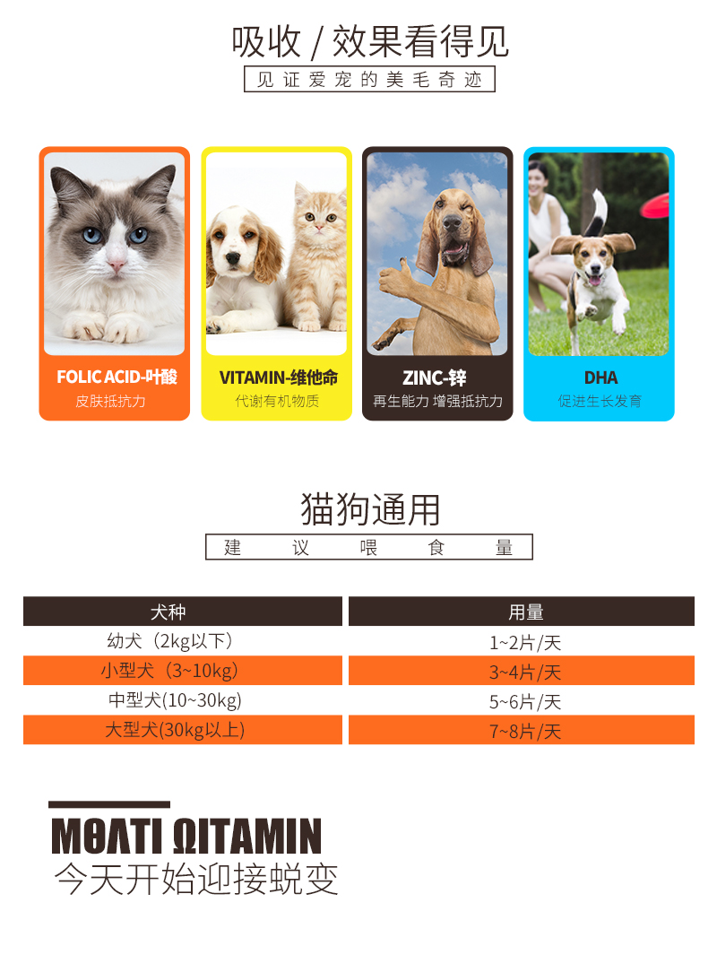 Gu Pu pet chó con vừa và lớn khỏe mạnh cơ thể khỏe mạnh Golden Retriever mèo đa vitamin 150 viên - Cat / Dog Health bổ sung sữa cho chó mèo sơ sinh