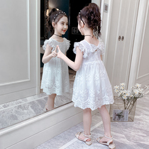 Childrens clothing girls dress with dress and summer style 2022 new childrens net red ocean atmosphere CUHK child sleeveless princess lace dress