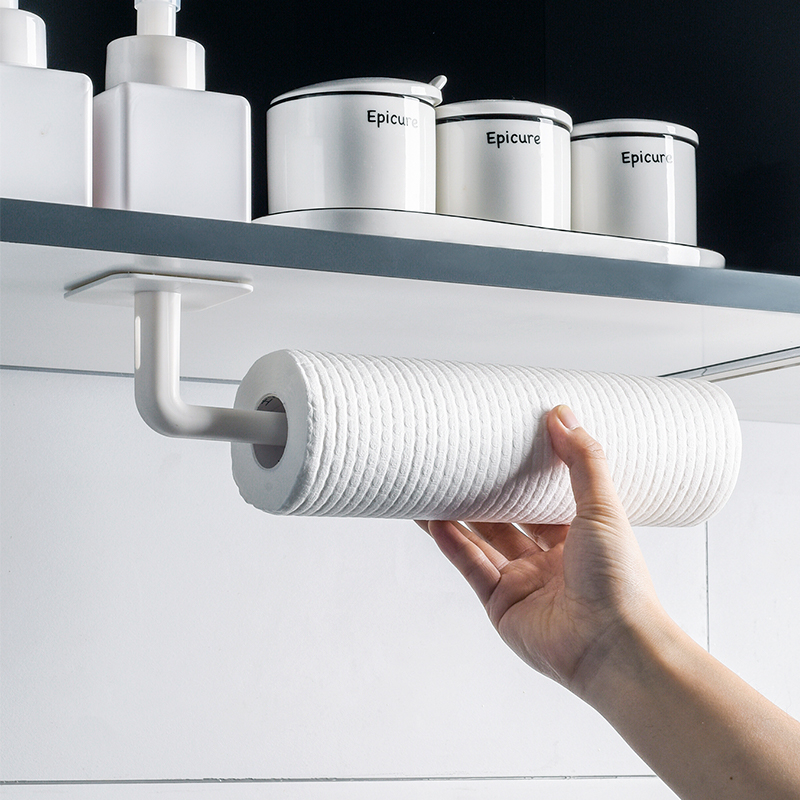 Kitchen paper towel hanger plastic wrap bag storage non-perforated oil suction roll paper holder sub cabinet paper special