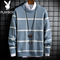 Playboy Mens Wear 2020 New Low Collar Sweater Mens Plain Loose Knitted Sweater Tide Crewneck