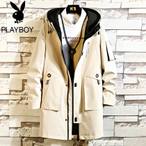 Playboy Mid-Long Jacket Mens Trendy Handcoat 2021 Spring and Autumn New Top