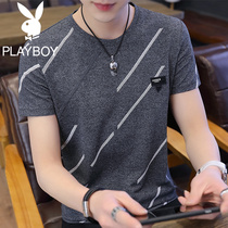 Playboy mens short sleeve t-shirt trend boys T Tide brand summer ice silk clothes mens 2021 new summer clothes