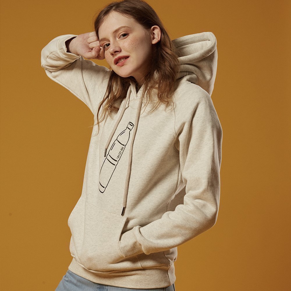 Square Houlest original wild plug shoulder round neck thickened autumn and winter men and women bottle printing pullover casual top