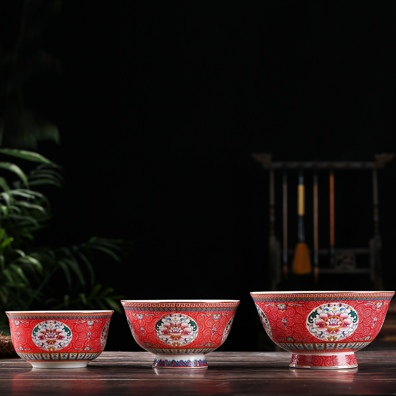 Jingdezhen Chinese style household archaize ceramic bowl bowl of a single tall iron rice dishes suit life of big bowl of soup bowl