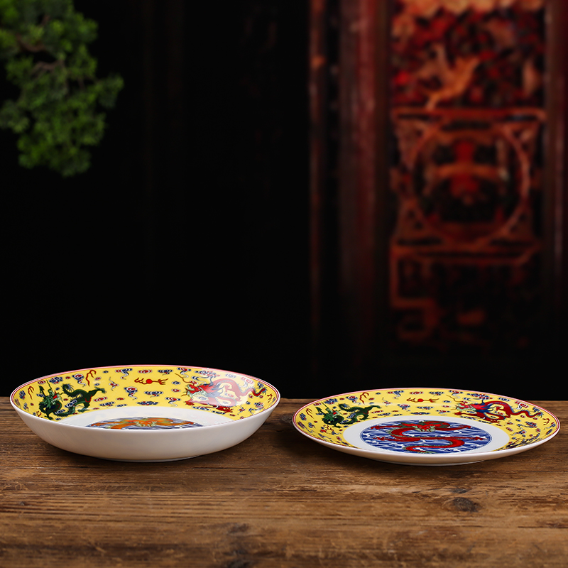 Jingdezhen ceramic 7 inches deep dish dish Chinese style household creative ipads porcelain soup nest dish dish fruit bowl dishes